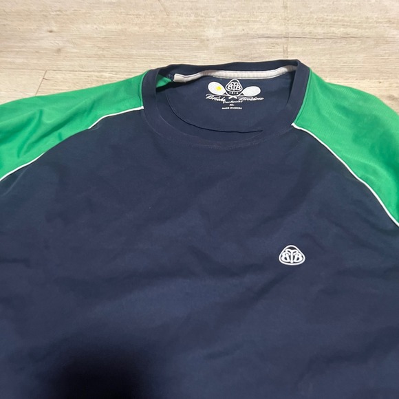 Brooks Brothers ProSport Tennis T-Shirt Raglan Athletic Top XL Green Navy Mens - Picture 2 of 6